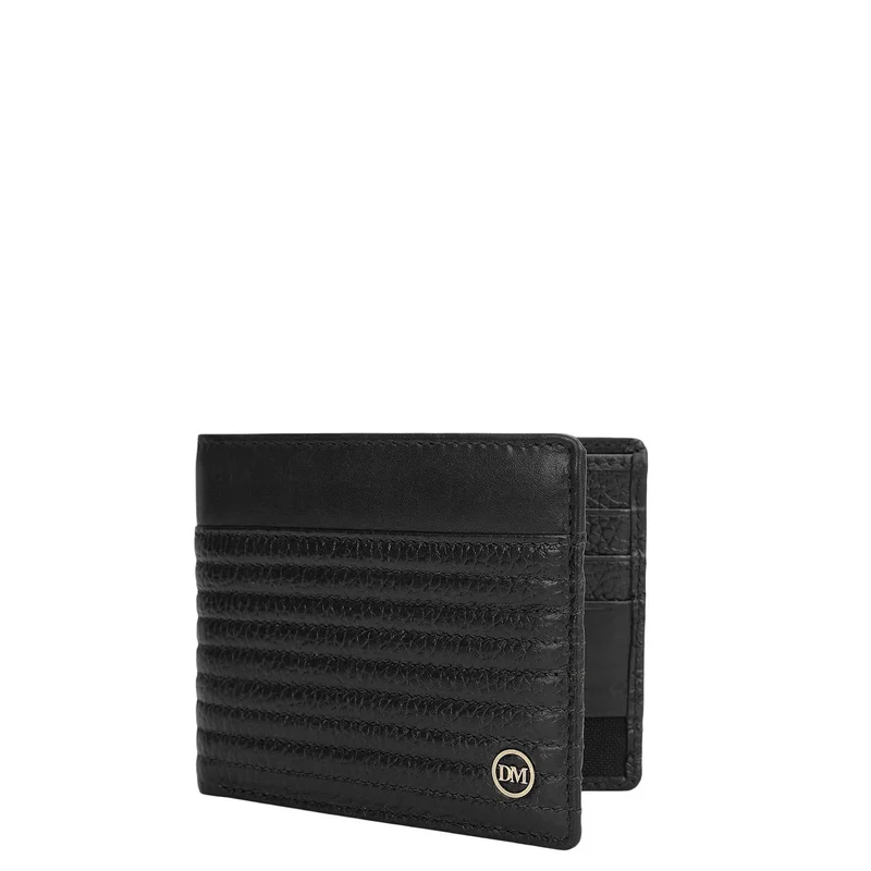 دا ميلانو Black Bifold Leather Mens Wallet